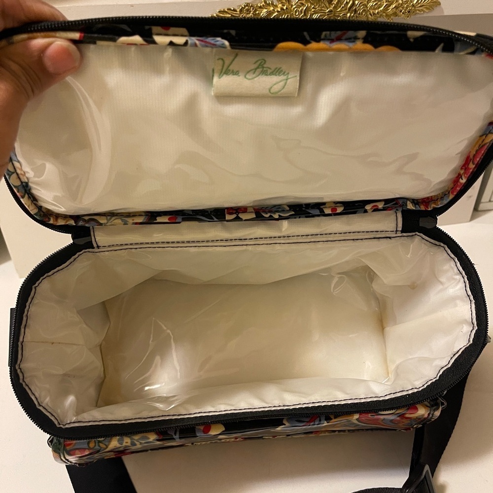 Vera Bradley Mini Cooler Floral Blac Insulated Coated Lunch Bag Sack... - Picture 2 of 12